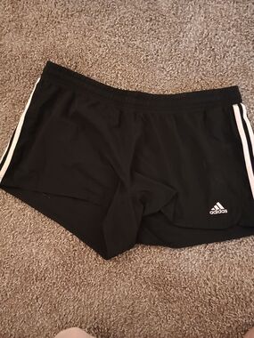 adidas Black Shorts with Pink Side Stripes